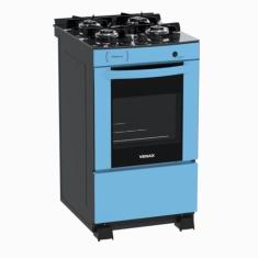 Fogao 4 Bocas Venax Delplus Vitreo Bl Azul Gas Glp