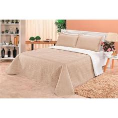 Cobre Leito Casal Dupla Face Clara 3 peças - MR, Kaqui/Branco