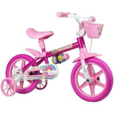 Bicicleta Infantil Nathor Flower Aro 12 Com Cestinha, 12", Rosa