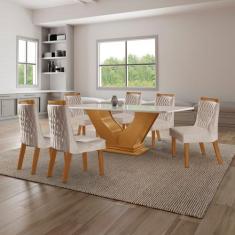 Conjunto Sala de Jantar Mesa com Tampo de Vidro Safira 6 Cadeiras Aten