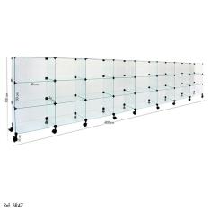 Balcão de Atendimento Modulado em Vidro com Rodízios - 4,00 x 1,00 x 0,30