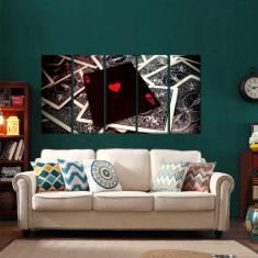 Quadro Decorativo Carta Preta 140x65 em tecido