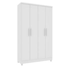 Guarda-Roupa Solteiro Amsterdam II 4 Portas 2 Gavetas Neve