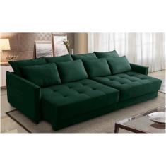 Sofá Cama Retrátil e Reclinável 2,10m com Molas Carol Veludo Verde Adonai Estofados