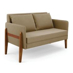 Namoradeira 2 Lugares Lana Suede Base de Madeira - D`Rossi