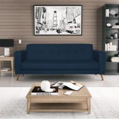 Sofá 3 Lugares 200cm Marisa Suede Yescasa Azul Marinho