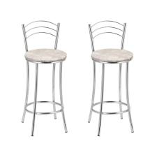 KIT 2 Banquetas Cromadas BC26-B E503 Cromado/Bege