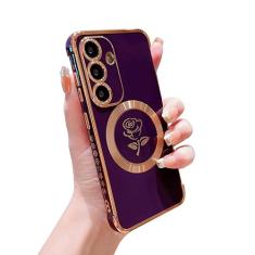 XAYAH Capa para Samsung Galaxy S24 Plus compatível com MagSafe Capa para lente de câmera magnética fofa rosa com revestimento de luxo à prova de choque macio bumper S24+ Plus 6,7 polegadas para