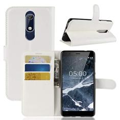 NOKIA 5.1 Capa, carteira flip de couro PU premium com compartimento para cartão, suporte e fecho magnético [capa interior TPU à prova de choque] compatível com NOKIA 5.1