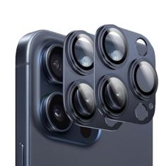 D.SKING Pacote com 2 para iPhone 15 Pro Max/iPhone 15 Pro Protetor de lente de câmera, liga de alumínio de vidro e safira, capa de câmera de vidro temperado de safira, resistente a arranhões, ultra