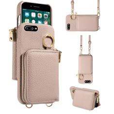 Furiet Capa carteira para iPhone 6plus 6splus 7plus 8plus i 6/6s/7/8 Plus com alça de ombro anel fivela zíper bolsa de órgão capa de telefone para iPhone6splus i Phone7s 7s 7+ 8s 8+ Phones8 6+ i6 6s+