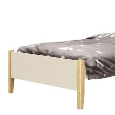 Cama Solteiro Simba Areia Fosco Com Pés Madeira Natural - Reller Móveis Areia Fosco