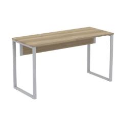 Mesa Escritório P25 Tub Pandin 150 cm (larg) Tampo Mdp Nogueira Casablanca Pé Aço Tubular Vermelho