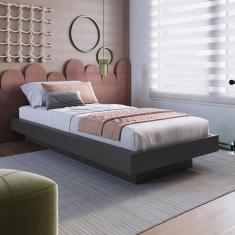 Cama Solteiro Zurique Grafite - Art In Móveis, Cinza, Moderno