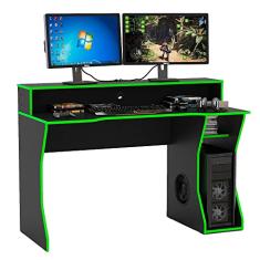 Mesa Gamer Fremont para 2 Monitores Preto e Verde Politorno