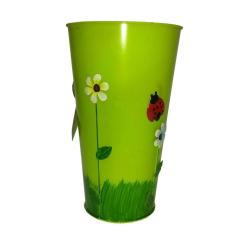 Vaso Balde Enfeite de Ferro Jardim Quintal Varanda Joaninha Flor Verde (SYBO-G8)