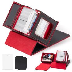 Zettokete Caixa de baralho MTG Commander com bandeja de dados - serve para mais de 100 cartas de manga dupla - Expositor de Commander - Caixa de baralho para Magic, TCG - Preto/Vermelho