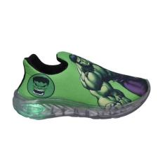 Tênis Infantil Led Luzinha Slip On Personagem Super Heróis - ARS, Hulk