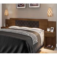 Cabeceira Box Ajustável Giovana Malbec Captonê Marrom - CasaH