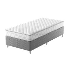 Cama Box com Colchão Solteiro Howie Espuma D45 (17x88x188) Branco e Cinza