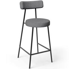 Banqueta Baixa Para Cozinha Sala De Jantar Bancada Milão L02 Linho Cinza Escuro - Lyam Decor