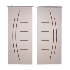 Porta Dupla Branco Prime Frisada Kit Alumínio F08 - Smile - 210x120 - 