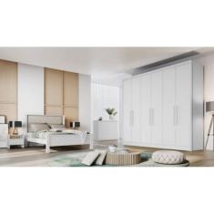 Guarda Roupa Casal 6 Portas 8 Gavetas -  New Vértice - Móveis Novo Horizonte - Branco