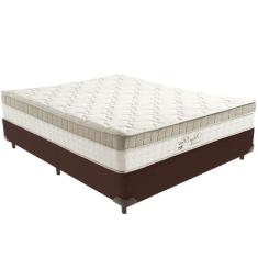 Cama Box Marrom E Colchão King Best Bege Molas Ensacadas Casal