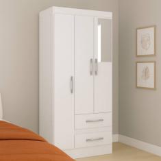 Guarda-Roupa Solteiro Nobre 3 Portas 2 Gavetas - Branco