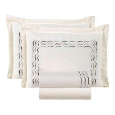 Jogo De Cama Lençol Sorrento Queen Bordado 4 Pçs - Palha - Casa Show E