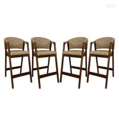 Kit 4 Banquetas Alta para Ilha de Cozinha Ravena Madeira Maciça Pinhão