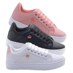 Kit 3 Pares Tênis Feminino Infantil Criança Escolar Juvenil-Feminino