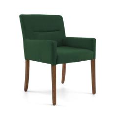 Poltrona Decorativa Sala de Estar Pés Madeira Vicenza Veludo Verde - Gran Belo