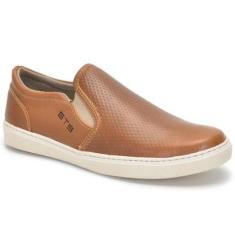 Tênis Iate Masculino Slip On Casual Sapatênis Sem Cadarço Elástico Calce Fácil Em Couro Macio-Masculino