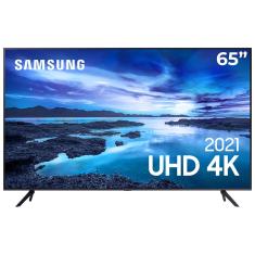 Smart TV 65" UHD 4K Samsung 65AU7700, Processador Crystal 4K, Tela sem limites, Visual Livre de Cabos, Alexa built in, Controle Único