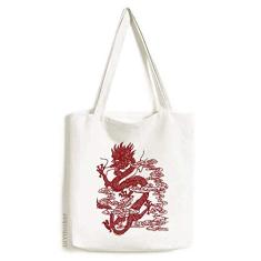 Bolsa de lona de dragão chinês com retrato de animal bolsa de compras casual