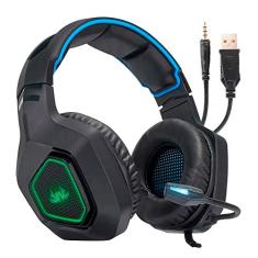 Headset Gamer com Microfone Azul e Preto com Iluminação USB PC PS3 PS4 Xbox One Knup - KP-488