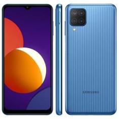 Smartphone Samsung Galaxy M12 Azul 64GB, 4GB de RAM, Tela Infinita de 6.5", Câmera Traseira Quádrupla, Selfie de 8MP, Octa Core, Bateria de 5000mAh