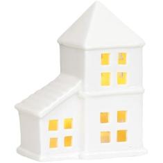 Decorações de Natal, decorações de Natal internas, casas de vila de Natal, casas de cerâmica iluminadas, decoração rústica branca de fazenda de férias de Natal para sala de mesa doméstica/326 (Size :