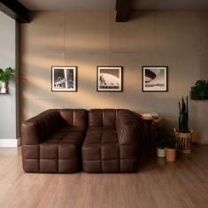 Sofá Guldi Popup com 2 Módulos Canto e 2 Centrais Corino Café