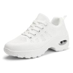 SWDZM Tênis feminino de dança com cadarço respirável com sola dividida e solado atlético para caminhada, Branco, 38