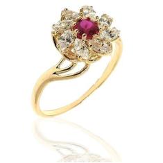 Anel de ouro 18k Flor com Pedras - Elegancy Joias, 28