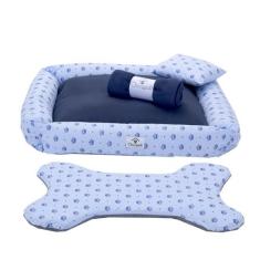 Kit Cama Pet Cachorro Ou Gato Realeza 04 Peças - deccoralle, Azul, G
