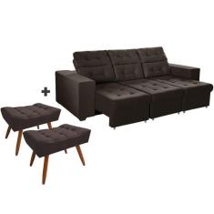 Combo de Sofá 3 Lugares Itália Plus 2,10m Retrátil Reclinável com 2 Pu