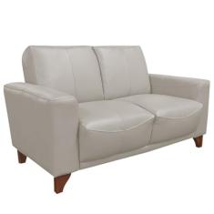 Sofá 2 Lugares Sala de Estar Recepção 145cm Russia Couro Off White G40 - Gran Belo