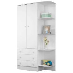 Guarda Roupa Infantil 2 Portas com Cantoneira Doce Sonho Branco/Branco