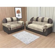 Sofá 2 e 3 Lugares Bege com Marrom 602/603 Corsa - Alpoim