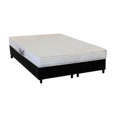 Cama Box Queen: Colchão Espuma Herval AG65 Frontier + Base crc Suede Black(158x198)