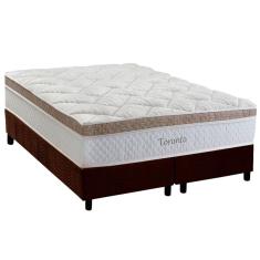 Conjunto Box King: Colchão Molas Herval Ensacadas Toronto + Base crc Suede Brown (193x203)