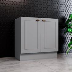 Balcão Para Cozinha 2 Portas 80cm Emily Espresso Móveis Cinza